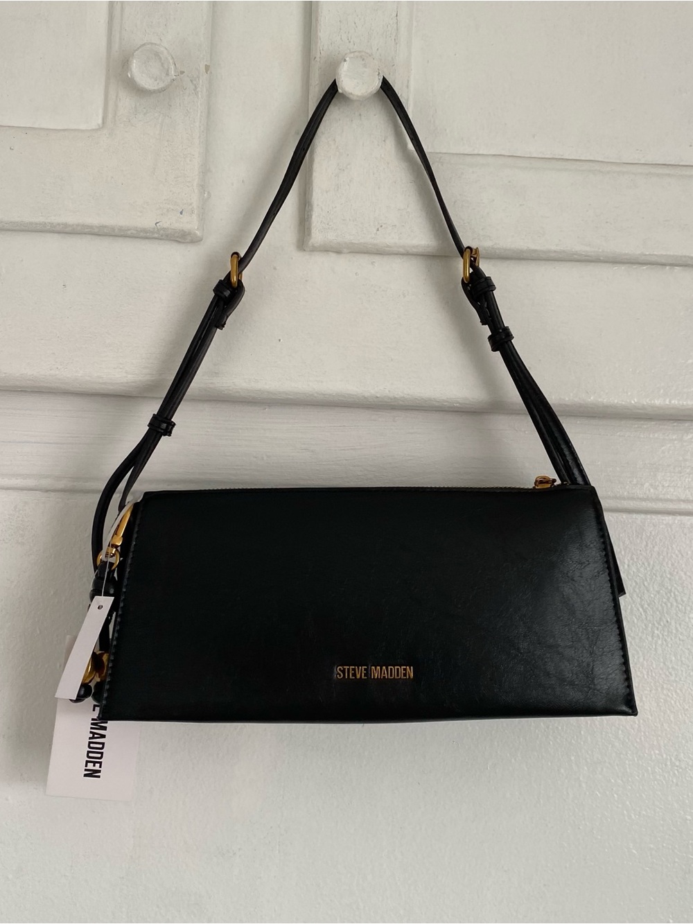 Steve Madden Black Leather Baguette Bag
